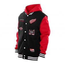 Detroit Red Wings New Era Black/Red Full-Snap Fleece Hoodie Jacket