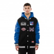 Куртка на кнопках New York Rangers New Era Black/Blue Fleece Куртка на кнопках New York Rangers New Era Black/Blue Fleece