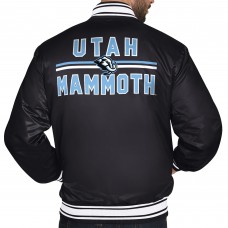 Utah Mammoth Starter Black Primary Logo Full-Snap Satin Varsity Jacket