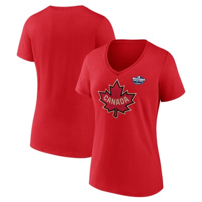 Футболка Женская футболка Canada Fanatics Womens 2025 4 Nations Face-Off V-Neck - Red