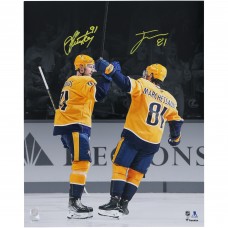 Jonathan Marchessault & Steven Stamkos Nashville Predators Autographed Fanatics Authentic 16 x 20 Gold Jersey Celebration Photograph