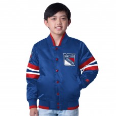 Подростковая New York Rangers Starter Blue Scout Varsity Full-Snap Jacket Подростковая New York Rangers Starter Blue Scout Varsity Full-Snap Jacket