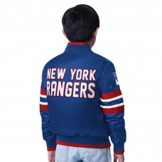 Подростковая New York Rangers Starter Blue Scout Varsity Full-Snap Jacket Подростковая New York Rangers Starter Blue Scout Varsity Full-Snap Jacket