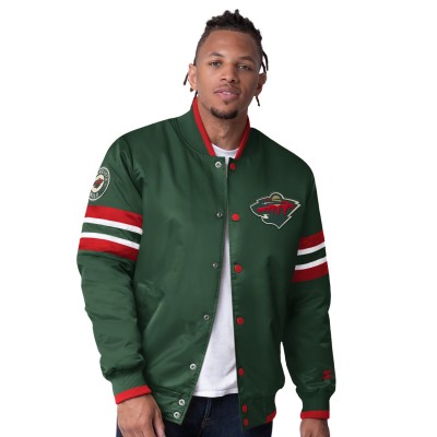 Minnesota Wild Starter Green Scout I Full-Snap Varsity Jacket
