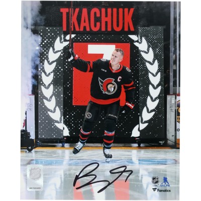 Brady Tkachuk Ottawa Senators Autographed Fanatics Authentic 8 x 10 Pregame Saluting the Crowd Photograph