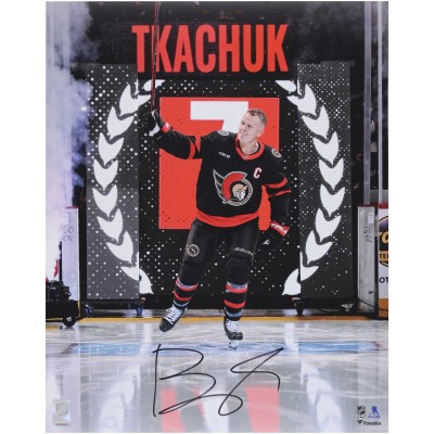 Brady Tkachuk Ottawa Senators Autographed Fanatics Authentic 16 x 20 Pregame Saluting the Crowd Photograph