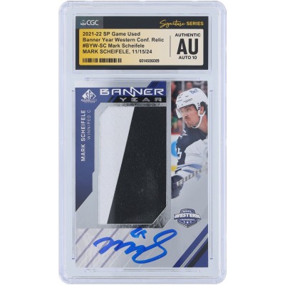 Mark Scheifele Winnipeg Jets Autographed 2021-22 Upper Deck SP Game Used Banner Year Western Conference 2 Color Relic #BYW-SC CGC Fanatics Witnessed Authenticated Auto 10 Card