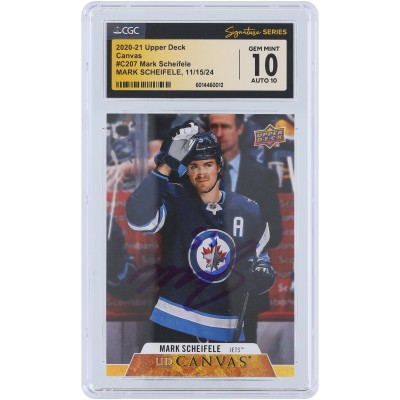 Mark Scheifele Winnipeg Jets Autographed 2020-21 Upper Deck Canvas #C207 CGC Fanatics Witnessed Authenticated 10/10 Card