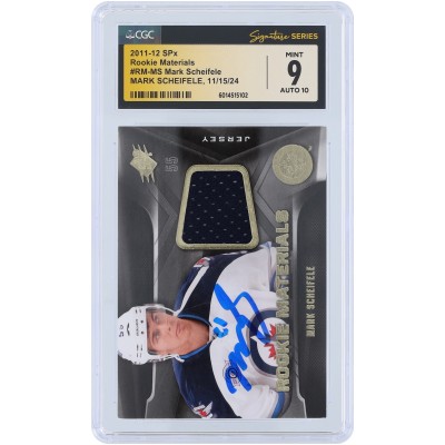 Mark Scheifele Winnipeg Jets Autographed 2011-12 Upper Deck SPx Rookie Materials Navy Relic #RM-MS CGC Fanatics Witnessed Authenticated 9/10 Rookie Card