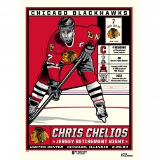 Chicago Blackhawks Chris Chelios Phenom Gallery Jersey Retirement Night 18 x 24 Serigraph