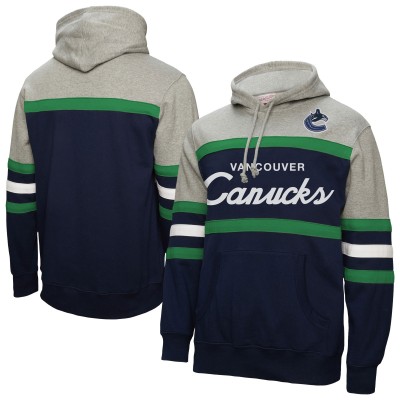 Vancouver Canucks Mitchell & Ness Navy/Gray Head Coach Pullover Hoodie