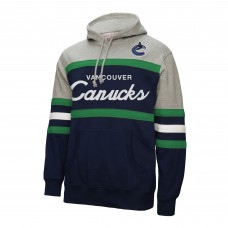 Vancouver Canucks Mitchell & Ness Navy/Gray Head Coach Pullover Hoodie