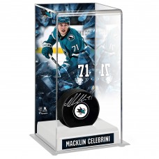 Macklin Celebrini San Jose Sharks Autographed Fanatics Authentic Puck with Deluxe Tall Hockey Puck Case Macklin Celebrini San Jose Sharks Autographed Fanatics Authentic Puck with Deluxe Tall Hockey Puck Case