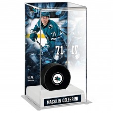 Macklin Celebrini San Jose Sharks Fanatics Authentic Deluxe Tall Hockey Puck Case Macklin Celebrini San Jose Sharks Fanatics Authentic Deluxe Tall Hockey Puck Case
