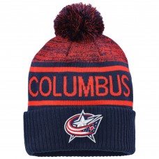 Шапка с помпоном Columbus Blue Jackets Fanatics Authentic Pro Rink Cuffed Knit - Navy/Red