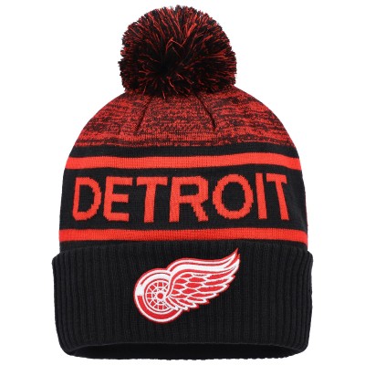 Шапка с помпоном Detroit Red Wings Fanatics Authentic Pro Rink Cuffed Knit - Black/Red