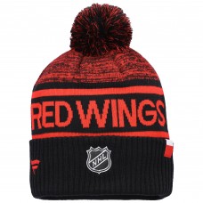 Шапка с помпоном Detroit Red Wings Fanatics Authentic Pro Rink Cuffed Knit - Black/Red