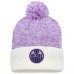 Шапка с помпоном Edmonton Oilers Fanatics Lavender/White Hockey Fights Cancer Cuffed Knit