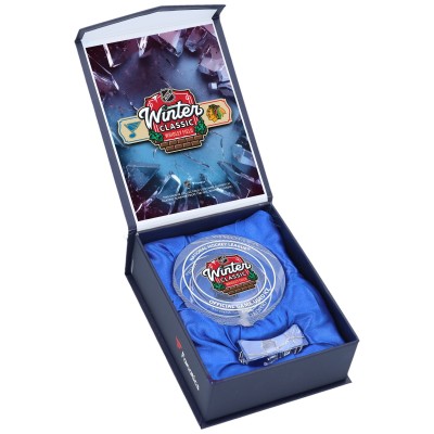 Chicago Blackhawks vs. St. Louis Blues Fanatics Authentic Crystal Puck - Filled with Ice from the 2025 NHL Winter Classic