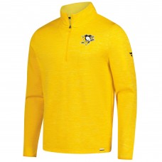 Pittsburgh Penguins Fanatics Heather Gold Authentic Pro Lightweight Quarter-Zip Pullover