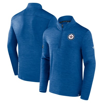 Winnipeg Jets Fanatics Heather Blue Authentic Pro Lightweight Quarter-Zip Pullover