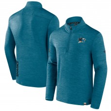 San Jose Sharks Fanatics Heather Teal Authentic Pro Lightweight Quarter-Zip Pullover