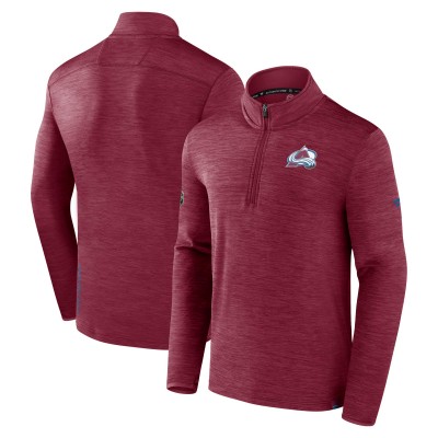 Colorado Avalanche Fanatics Heather Burgundy Authentic Pro Lightweight Quarter-Zip Pullover