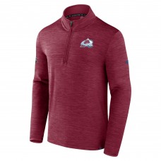 Colorado Avalanche Fanatics Heather Burgundy Authentic Pro Lightweight Quarter-Zip Pullover