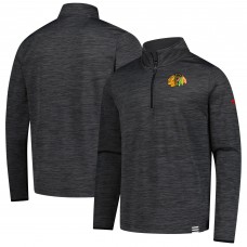 Chicago Blackhawks Fanatics Heather Charcoal Authentic Pro Lightweight Quarter-Zip Pullover