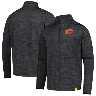 Calgary Flames Fanatics Heather Charcoal Authentic Pro Lightweight Quarter-Zip Pullover