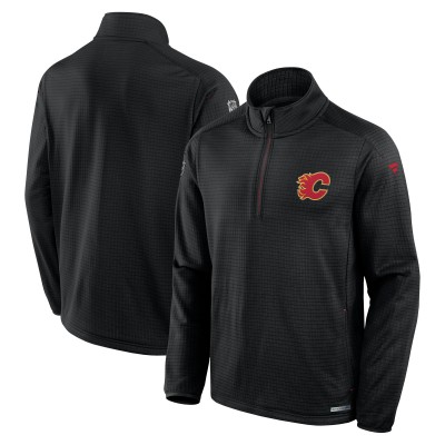 Calgary Flames Fanatics Black Authentic Pro Rink Quarter-Zip Top