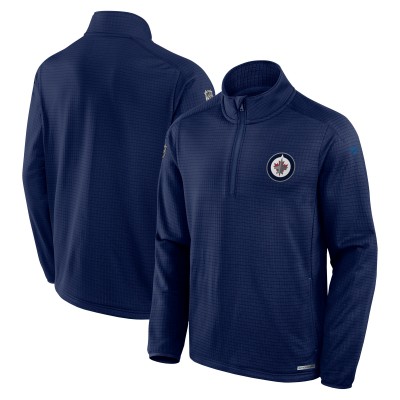 Кофта на короткой молнии Winnipeg Jets Fanatics Navy Authentic Pro Rink