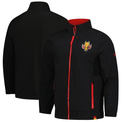 Calgary Flames Fanatics Black Woven Rink Full-Zip Jacket