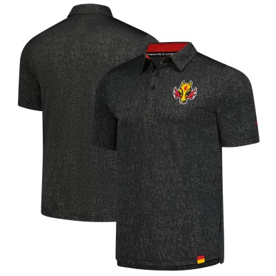 Calgary Flames Fanatics Black Jacquard Polo
