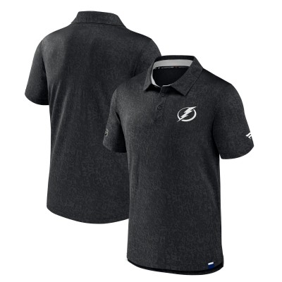 Поло Tampa Bay Lightning Fanatics Black Authentic Pro Jacquard