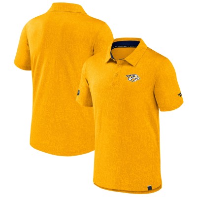 Nashville Predators Fanatics Gold Authentic Pro Jacquard Polo