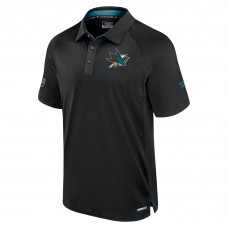 San Jose Sharks Fanatics Black Authentic Pro Rink Raglan Polo San Jose Sharks Fanatics Black Authentic Pro Rink Raglan Polo