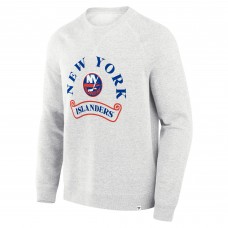 New York Islanders Fanatics Heather Gray Banner Fleece Raglan Pullover Sweatshirt