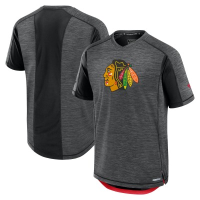 Футболка Chicago Blackhawks Fanatics Heather Charcoal Authentic Pro Rink Performance