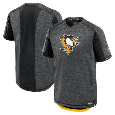 Футболка Pittsburgh Penguins Fanatics Heather Charcoal Authentic Pro Rink Performance
