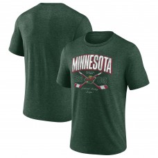 Футболка Minnesota Wild Fanatics Heather Green Cross Sticks Tri-Blend