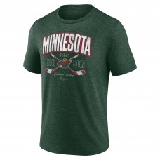 Футболка Minnesota Wild Fanatics Heather Green Cross Sticks Tri-Blend