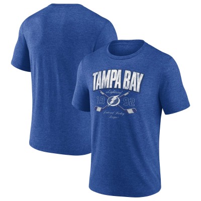 Футболка Tampa Bay Lightning Fanatics Heather Blue Cross Sticks Tri-Blend