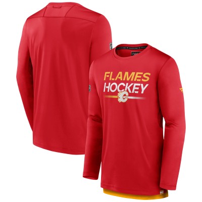 Calgary Flames Fanatics Red Authentic Pro Tech Long Sleeve T-Shirt