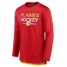 Calgary Flames Fanatics Red Authentic Pro Tech Long Sleeve T-Shirt