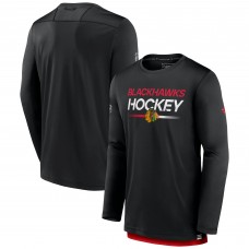 Футболка с длинным рукавом Chicago Blackhawks Fanatics Black Authentic Pro Tech