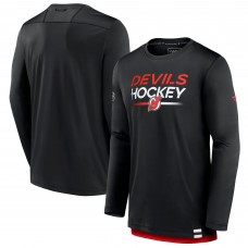 Футболка с длинным рукавом New Jersey Devils Fanatics Black Authentic Pro Tech