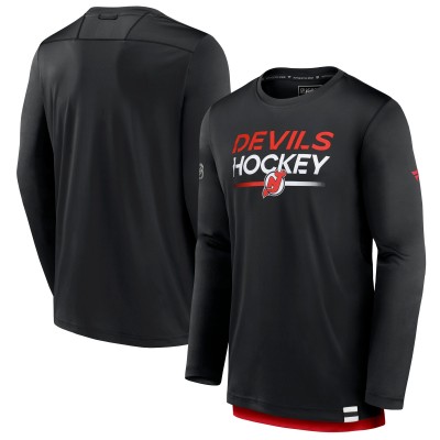 Футболка с длинным рукавом New Jersey Devils Fanatics Black Authentic Pro Tech