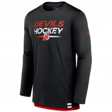 Футболка с длинным рукавом New Jersey Devils Fanatics Black Authentic Pro Tech