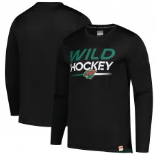 Футболка с длинным рукавом Minnesota Wild Fanatics Black Authentic Pro Tech